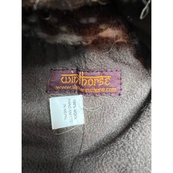 Wool sherpa hat, hand knitted in Nepal partially fleece lined - Picture 5 of 6